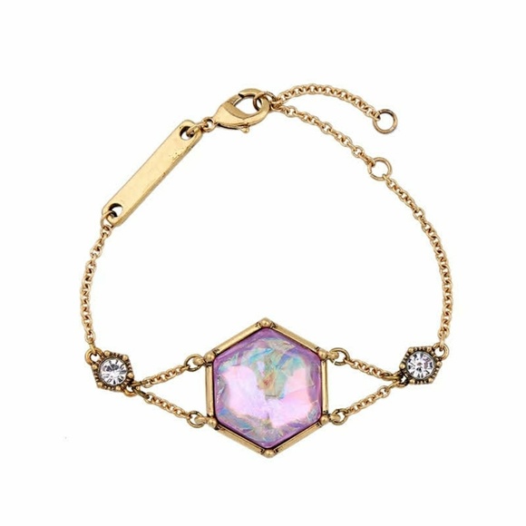 J&E Bijou Jewelry - Aurora Borealis Rhinestone Pendant Vtg Bracelet